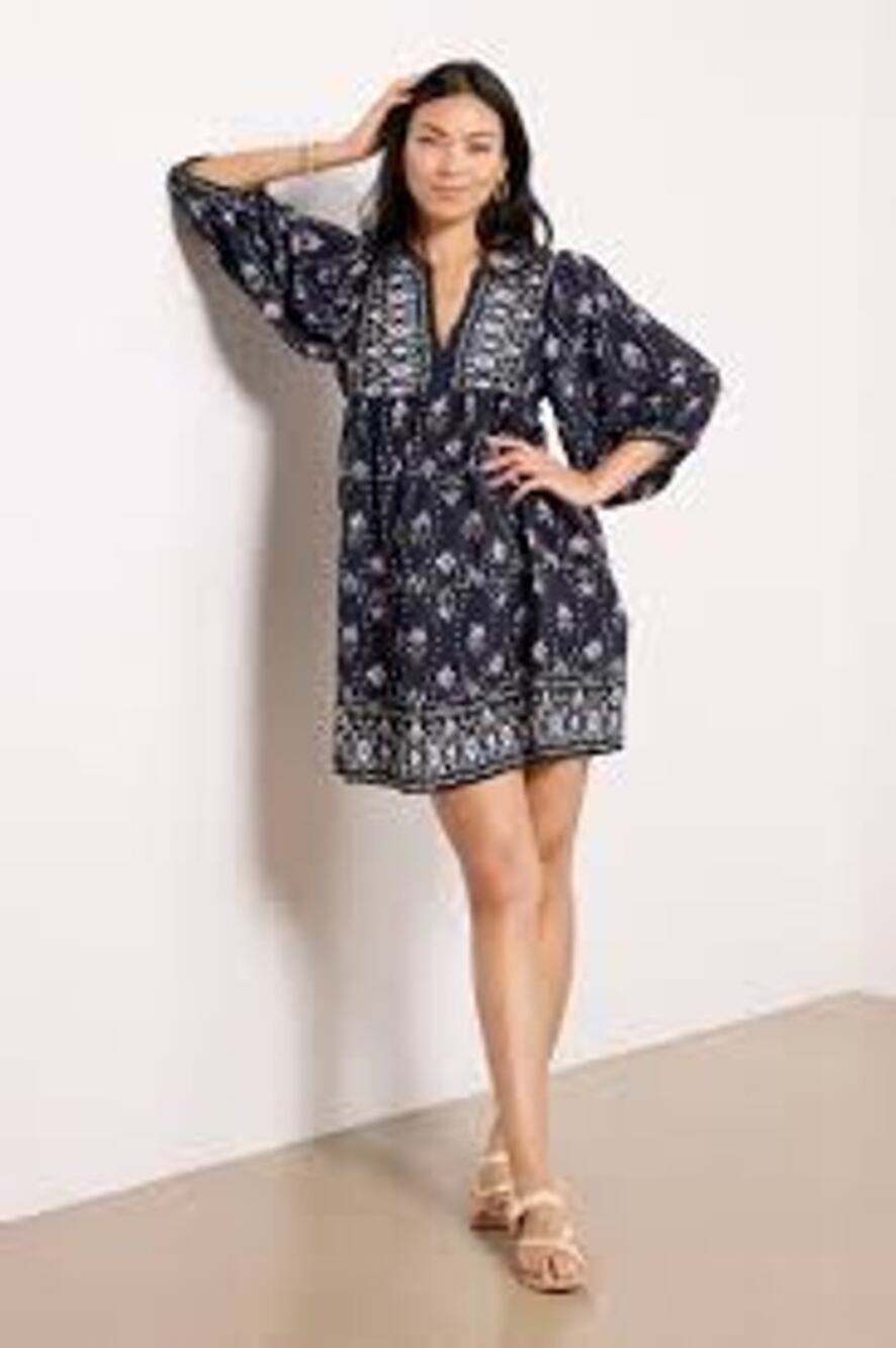 ba&sh Womens Boho Naia Dress Ikat Vacation Summer Elevated Relaxed Medium